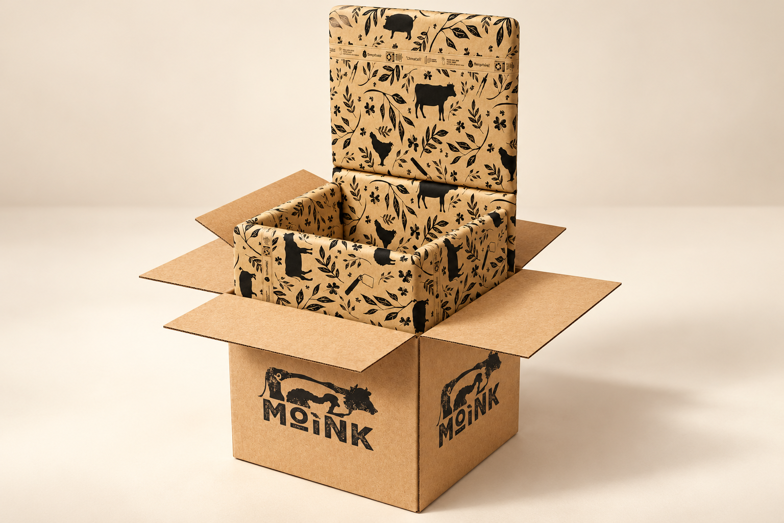 Moink packaging design presented as a clean studio mockup